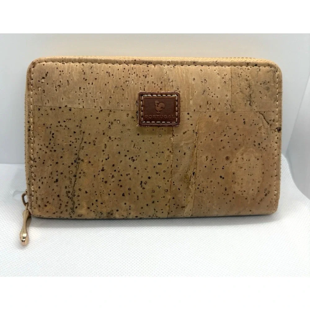 Portugal Cork Wallet Zip-Around Eco-Friendly Sustainable Vegan‎ Natural Boho
